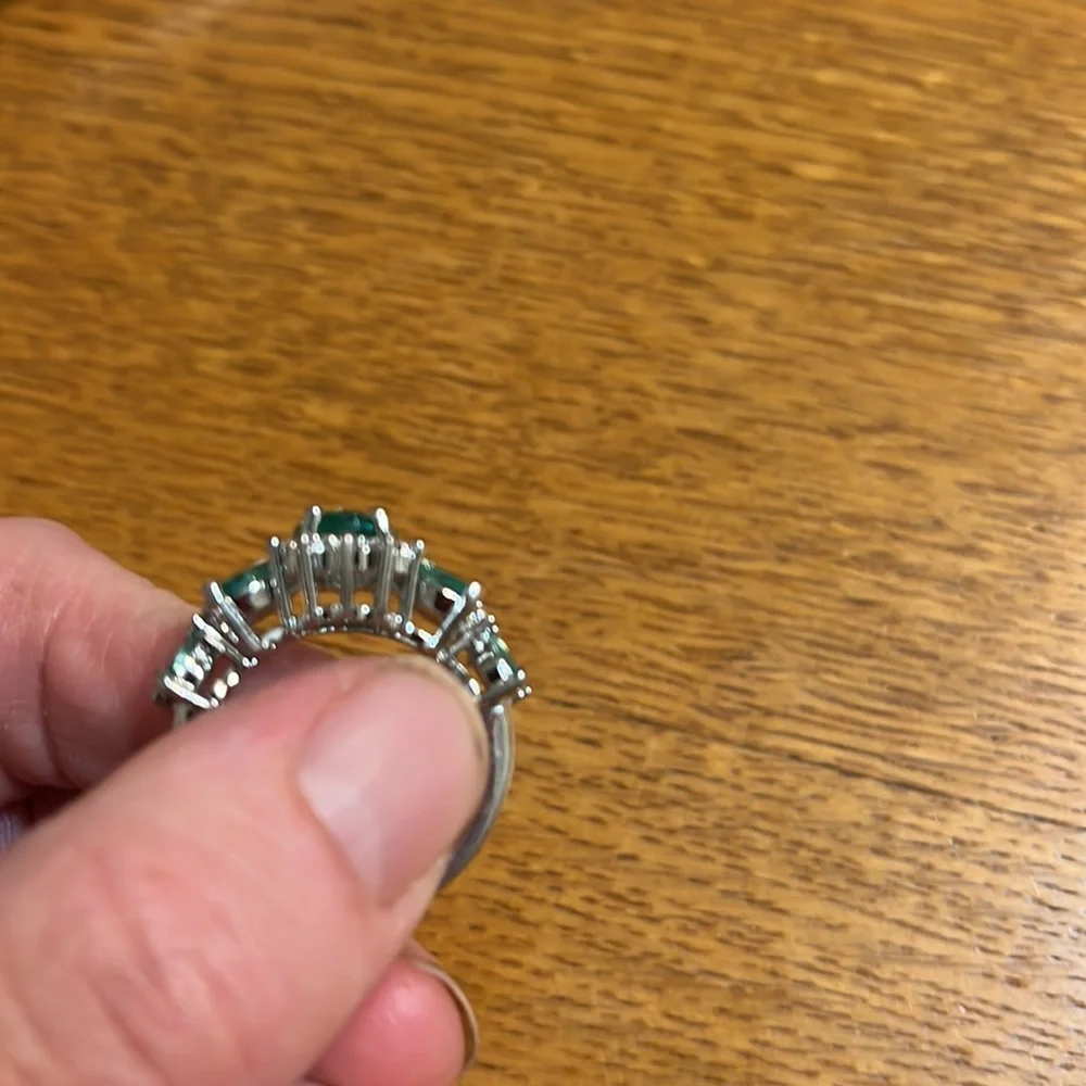 Blueish Green Stone Sterling Silver Ring ~ Size 8